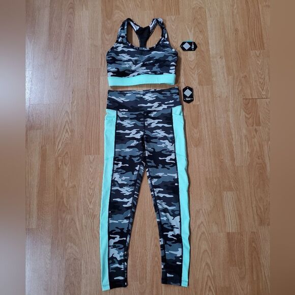 Rise by LuLaRoe Camouflage Workout Athleisure Sports Bra and Leggings Set Sz Sm - Picture 2 of 13